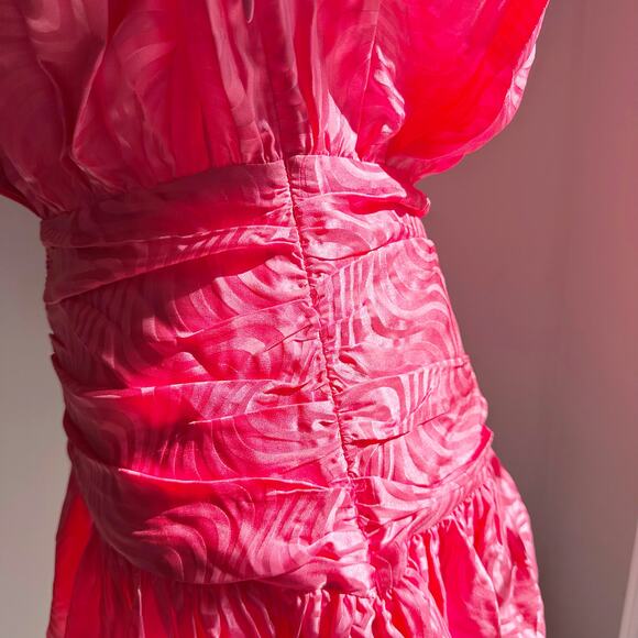 Ronny Kobo Brenda Dress Ria Pink Silk Blend Mini Ruched Waist Size M NWT - Picture 4 of 11